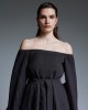 Γυναικεία μαύρη πλισέ μπλούζα off-shoulder - Access 44-2131