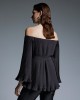 Γυναικεία μαύρη πλισέ μπλούζα off-shoulder - Access 44-2131