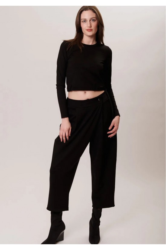 Γυναικείο μαύρο crop top - Collectiva Noir CND11WB24PNT