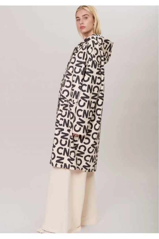 Γυναικείο εκρού παλτό με print - Collectiva Noir Elina P Coat 