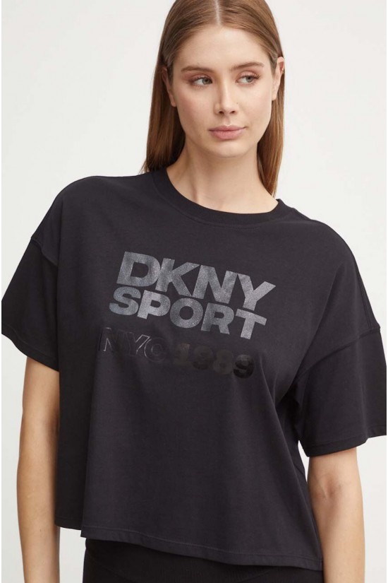 Γυναικεία μαύρη κοντομάνικη μπλούζα - DKNY DP4T9972