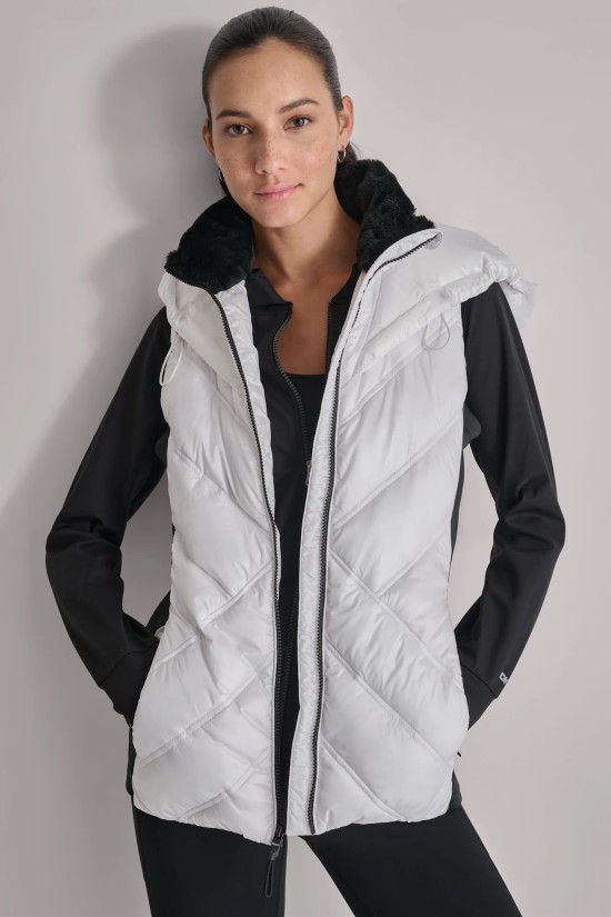 Γυναικείο λευκό puffer γιλέκο - DKNY DP4V3157