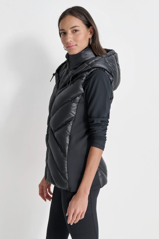 Γυναικείο μαύρο puffer γιλέκο - DKNY DP4V3157