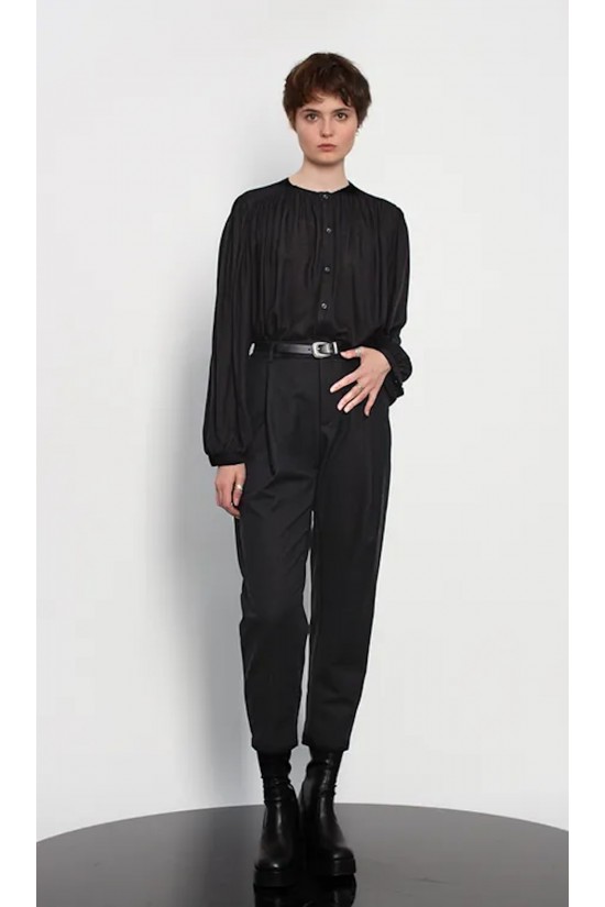 Γυναικείο μαύρο παντελόνι με πίετα - Gaffer and Fluf PT70707.17