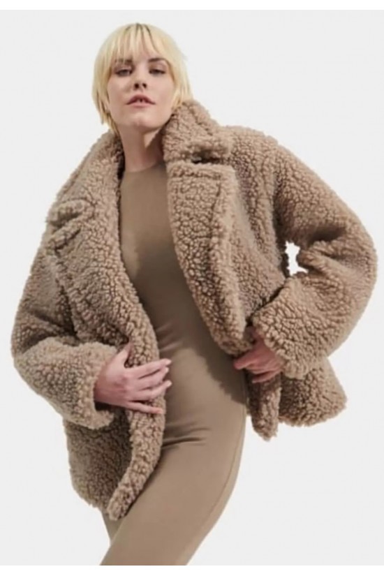 Γυναικεία γκρι-καφέ γούνινο πανωφόρι - Ugg Teddy Coat Putt 1144454