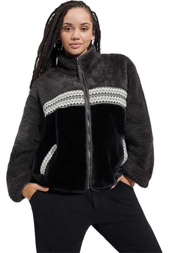 Γυναικείο μαύρο γούνινο πανωφόρι - Ugg Marlene Heritage Braid Jacket 1142550