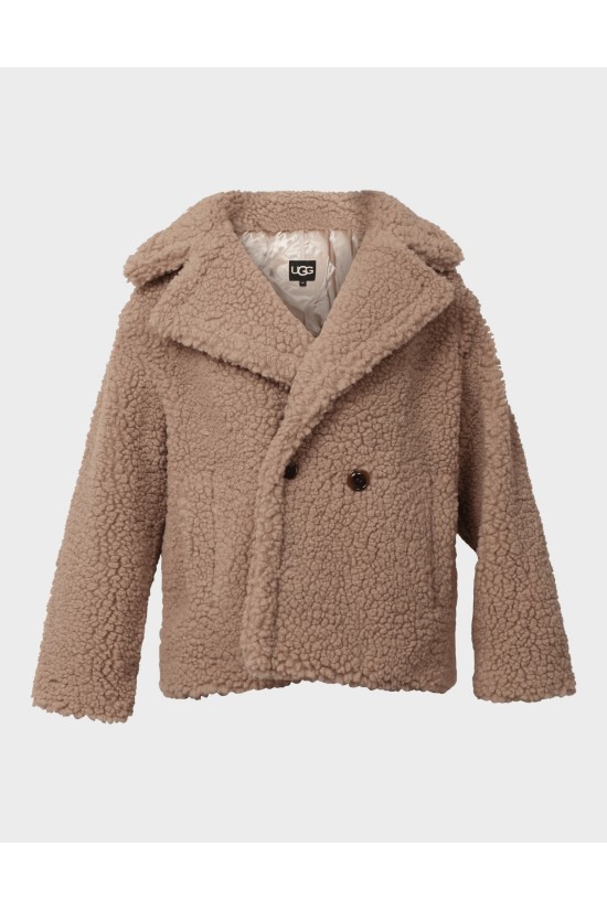 Γυναικεία γκρι-καφέ γούνινο πανωφόρι - Ugg Teddy Coat Putt 1144454