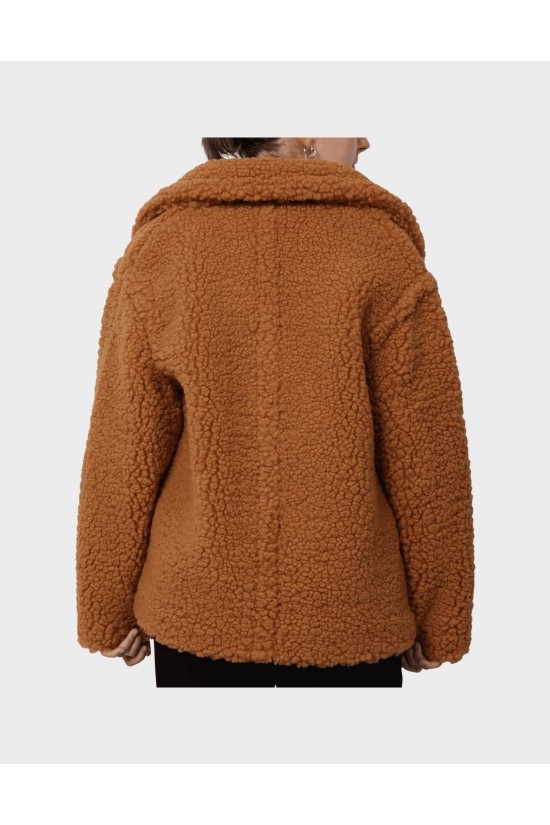 Γυναικεία καφέ γούνινο πανωφόρι - Ugg Teddy Coat Che 1144454