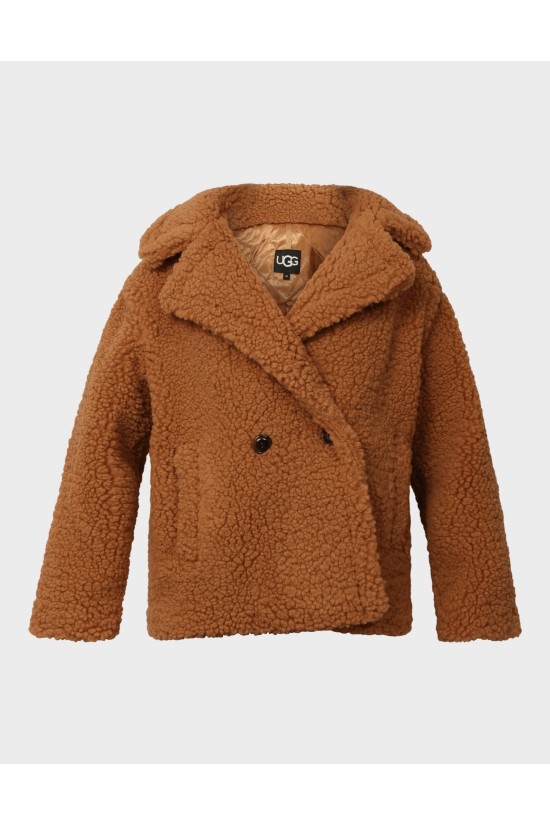 Γυναικεία καφέ γούνινο πανωφόρι - Ugg Teddy Coat Che 1144454