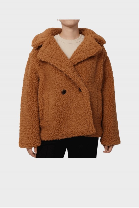 Γυναικεία καφέ γούνινο πανωφόρι - Ugg Teddy Coat Che 1144454