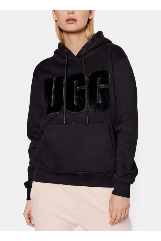 Γυναικείο μαύρο φούτερ με κουκούλα - Ugg Rey Fuzzy logo 1121385