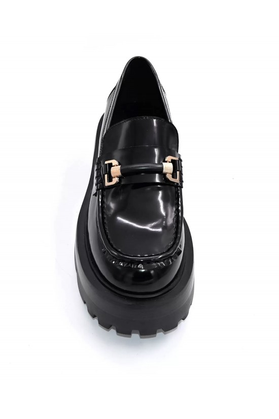 Γυναικεία ψηλά μαύρα loafers - Favela Rolsa 0116001303