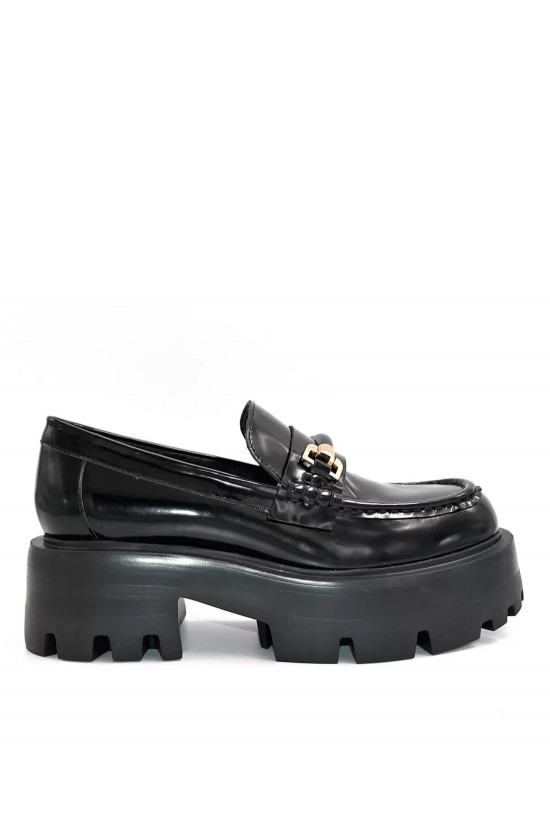 Γυναικεία ψηλά μαύρα loafers - Favela Rolsa 0116001303