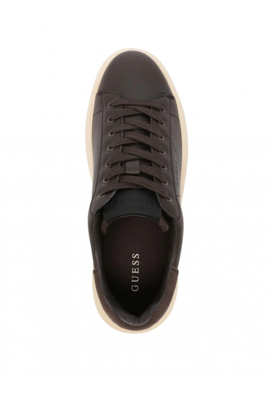 Ανδρικά καφέ δερμάτινα sneakers - Guess Elba FMTELBELE12